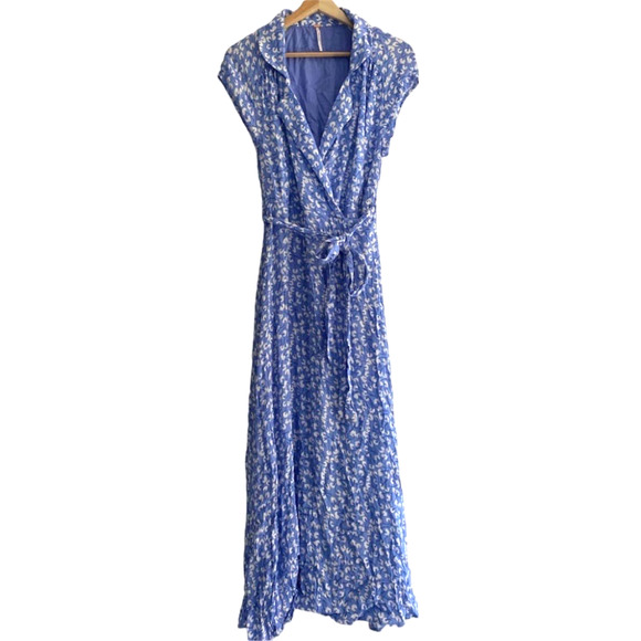 Free People So Fetch Wrap Slit  Ditsy Floral Midi Maxi Dress Size 0 - Picture 5 of 9